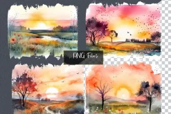 Watercolor Spring Meadows Clipart