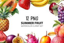 Watercolor Summer Fruit PNG Clipart.