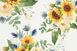 Watercolor Sunflowers & White Roses