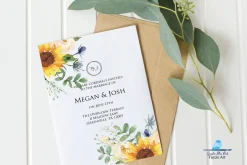 Watercolor Sunflowers & White Roses