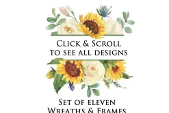 Watercolor Sunflowers & White Roses