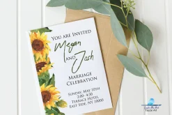 Watercolor Sunflowers & White Roses