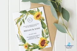 Watercolor Sunflowers & White Roses