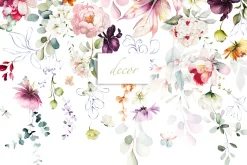 Watercolor tropical flowers