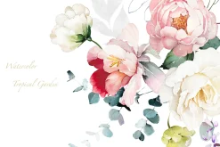 Watercolor tropical flowers
