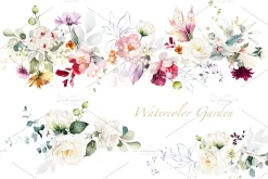 Watercolor tropical flowers