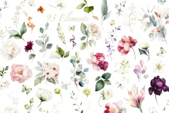 Watercolor tropical flowers