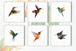 Watercolor Tropical plant & Bird