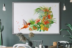 Watercolor Tropical plant & Bird