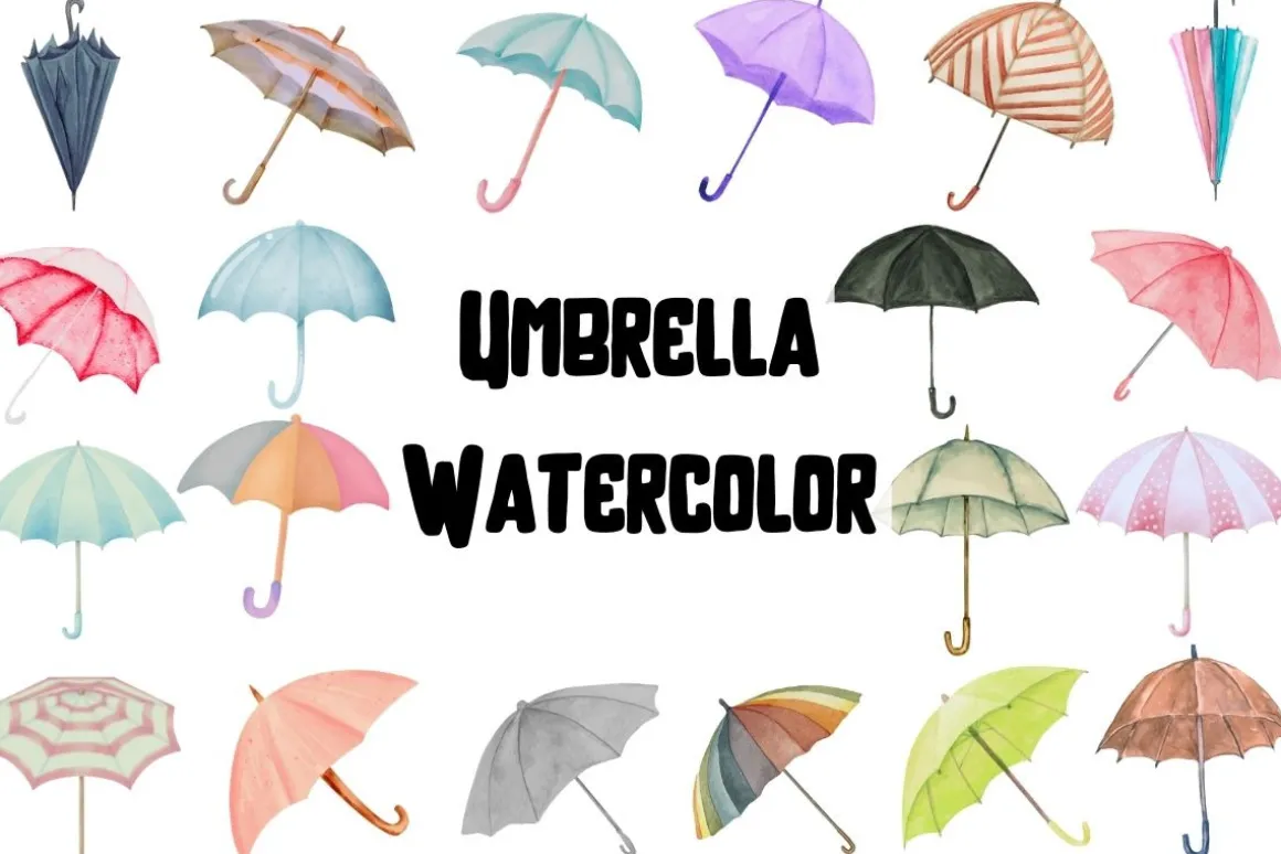 Watercolor Umbrella Clipart
