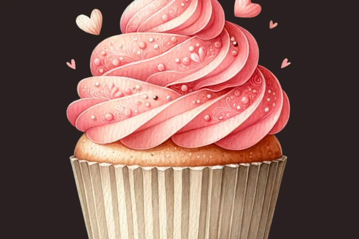 Watercolor Valentine's Day Cupcakes
