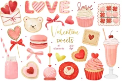 Watercolor Valentines Day Sweets