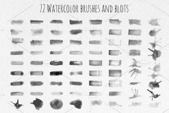 72 Watercolor vector brushes for AI