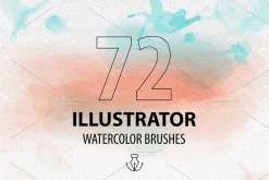 72 Watercolor vector brushes for AI