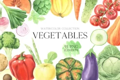 Watercolor Vegetables clipart