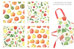 Watercolor Vegetables clipart