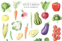 Watercolor Vegetables clipart