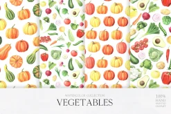 Watercolor Vegetables clipart