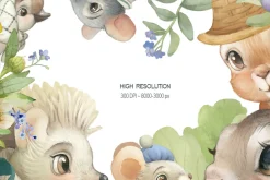 Watercolor Vintage Animal garden set