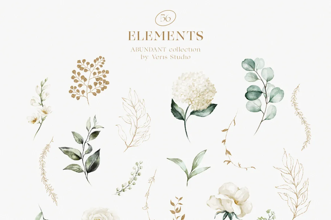 Watercolor White Floral Alphabet Set