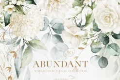 Watercolor White Floral Alphabet Set