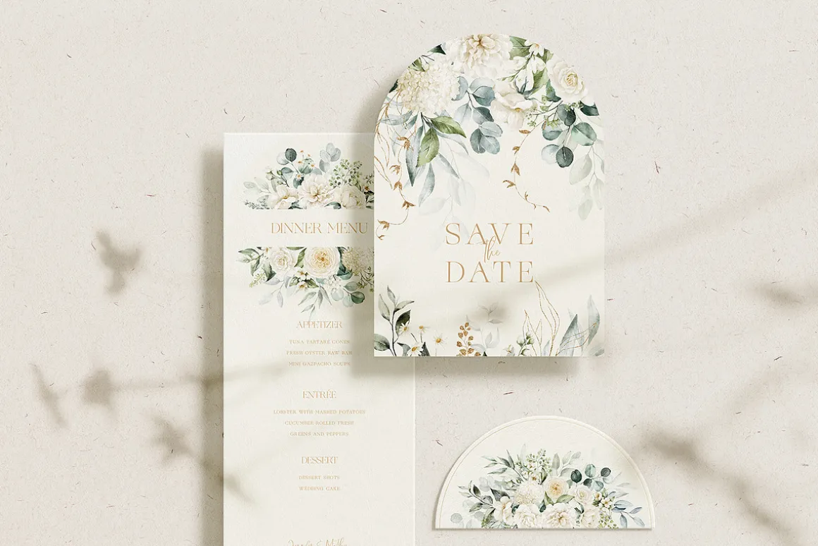 Watercolor White Floral Alphabet Set