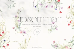 Watercolor wildflower clipart bundle