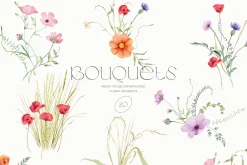 Watercolor wildflower clipart bundle