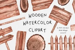 Watercolor Wooden Signs Clipart