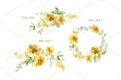 Watercolor Yellow Flowers Peonies