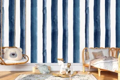 Watercolour stripes in dark navy