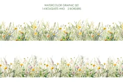 Watercolror Grean meadow clipart.