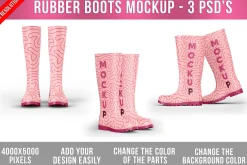 Waterproof Rubber Boots Mockup PSD