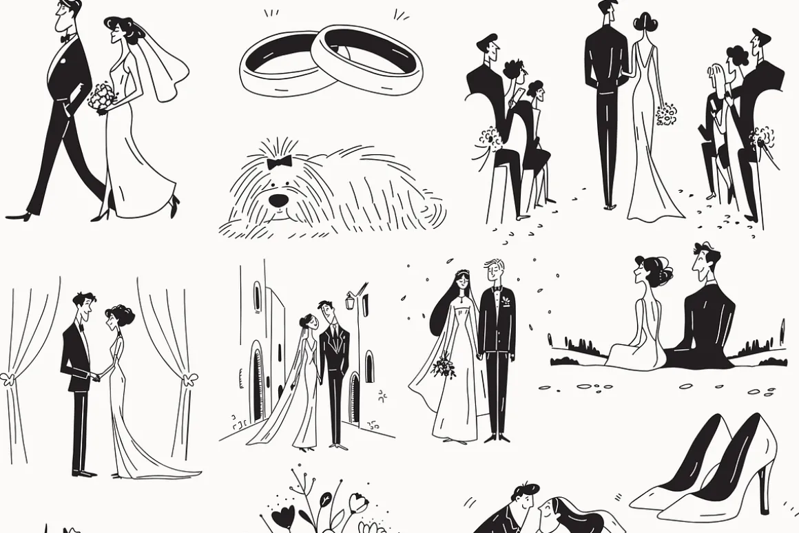 Wedding Collection: 66 Line Art Pack