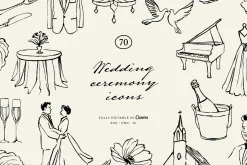 WEDDING line art illustrations