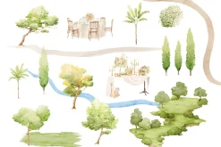 Wedding Map 50 Watercolor Clipart