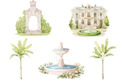 Wedding Map 50 Watercolor Clipart