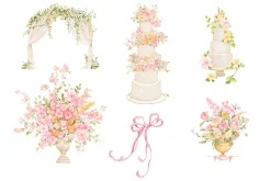Wedding Map 50 Watercolor Clipart