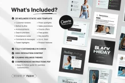 Wellness Static Ad Templates Canva