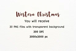 Western Christmas Watercolor Clipart