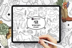 42 Western Procreate Stamp Bundle