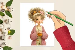 Whimsical Fall Autumn Girls Clipart