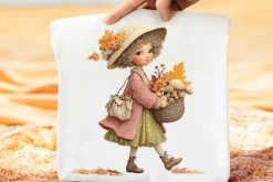 Whimsical Fall Autumn Girls Clipart