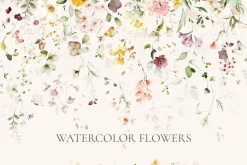 White roses & wildflowers floral set