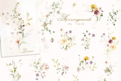 White roses & wildflowers floral set