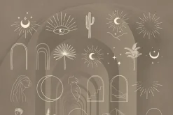 White Bohemian Modern Logo Elements.