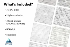 16 White Brick Texture Digital Paper