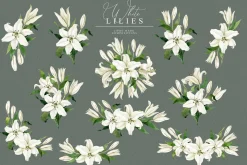White Lilies Watercolor Set