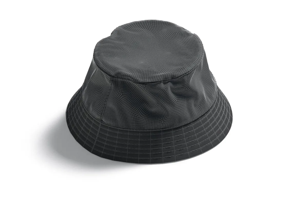 White Nylon Bucket Hat 3D Model