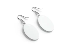 White Oval Earring Jewelry 3D Model